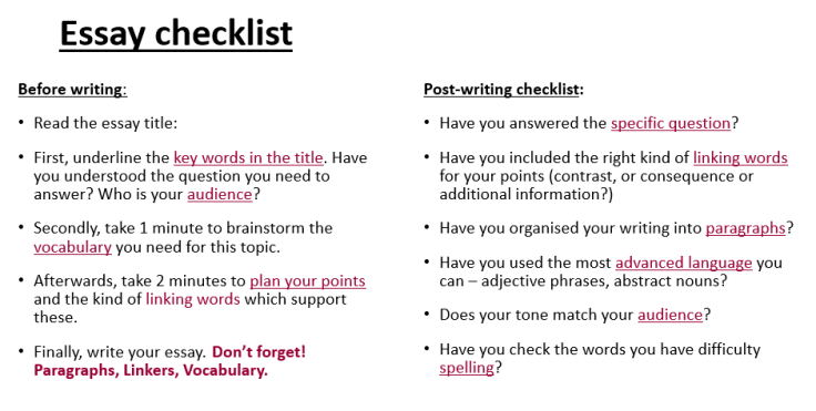 essay checklist